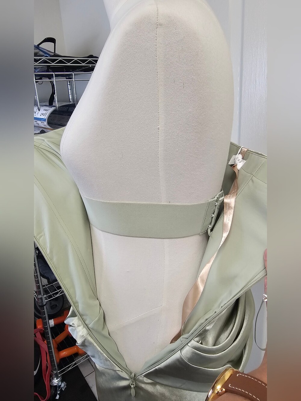 New Meshki Jasmine Strapless Satin Maxi Dress - Sage Size S $255 - Picture 9 of 14